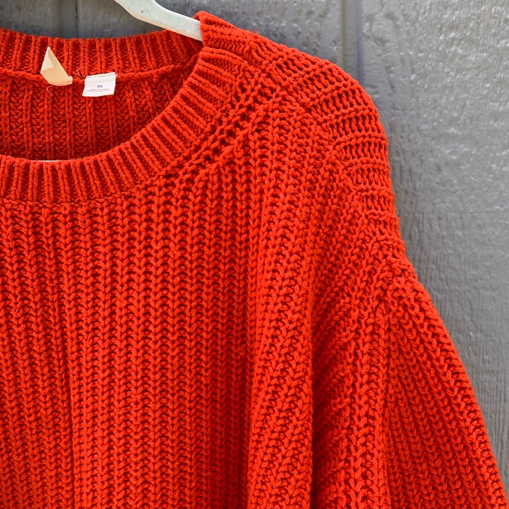 Anthropologie Moth orange red cropped knit sweater - Picture 3 of 9